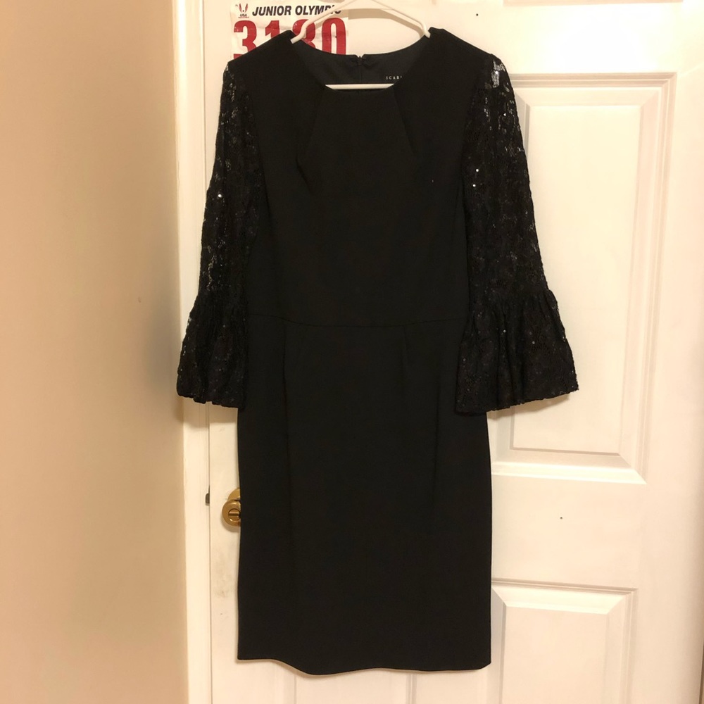 Scarlett Black Dress with Embellished Sleeves
